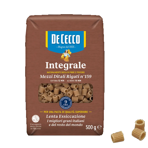 MEZZI DITALI RIGATI INTEGRALI DE CECCO GR.500